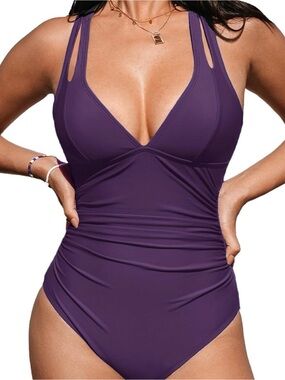 Cupshe Women's Eggplant Purple One Piece Swimsuit